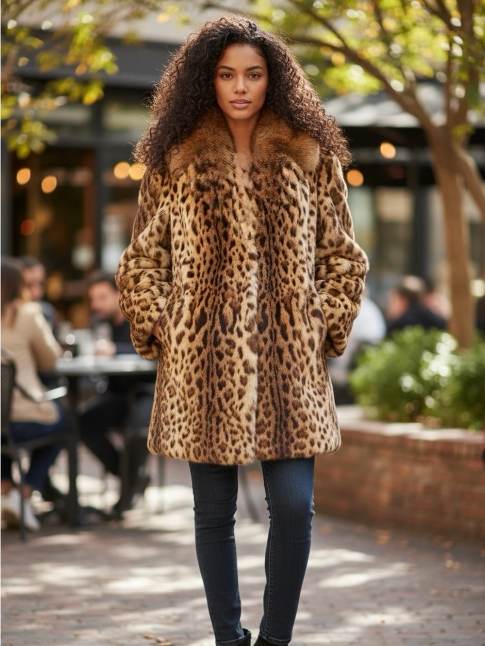Sable Collar Spotted Fur Jacket